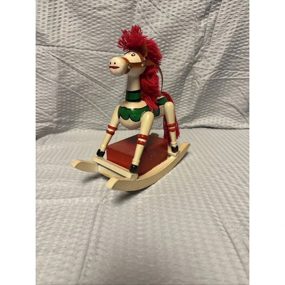 Vintage‎ Wooden Musical And Moving Rocking Horse. Tested. 8 Inches Tall